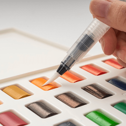 Набор для рисования акварелью "Himi New" (краски 36 цветов, кисть, блок для акварели), белый футляр - 5