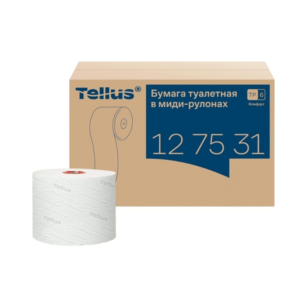 Бумага туалетная Tellus Комфорт TP6, в миди-рулонах, 100 м, 2 слоя
