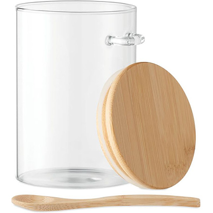 Банка для продуктов "Borospoon", стекло, бамбук, 600 мл, прозрачный, коричневый - 2
