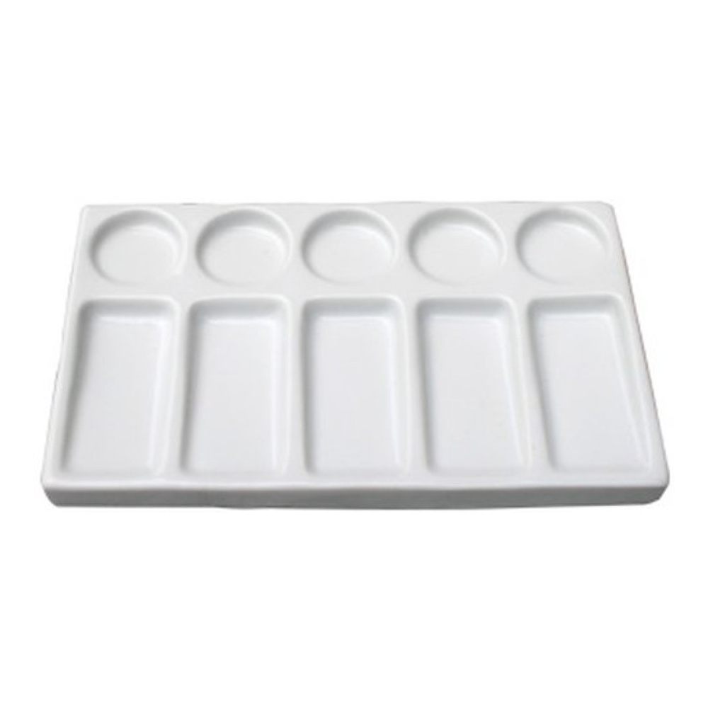 Палитра фарфоровая "Сонет", прямоугольная, 10 ячеек, 11х19 см