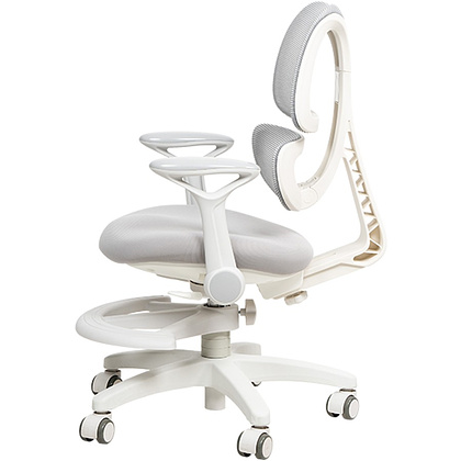 Кресло детское Ergosmart Antey, ткань, пластик, корпус белый, подставка для ног, с чехлом салатовым, серый - 12