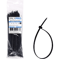 Хомут нейлоновый OnlyPro, 3.6х300 мм, черный, 100 шт