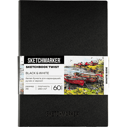 Скетчбук "Sketchmarker Black&White", А5, 120 листов, черный, белый