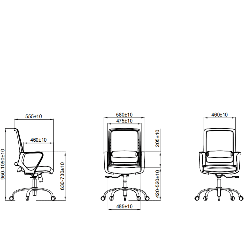 Кресло для персонала SitZone "U-0385 PL", ткань, пластик, черный - 9