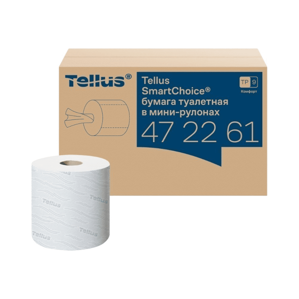 Бумага туалетная Tellus Комфорт TP9 SmartChoice, в мини-рулонах, 118,2 м, 2 слоя