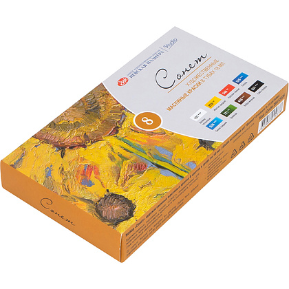 Краски масляные "Сонет", набор 8 цветов, 18 мл, тубы - 3