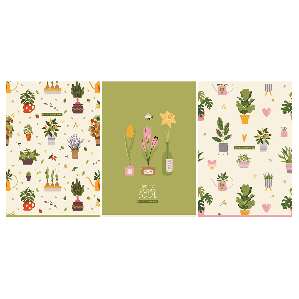 Тетрадь "Весна", А4, 80 листов, клетка, ассорти