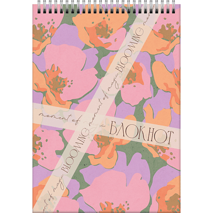Блокнот "Moment Blooming.2", A5, 60 листов, в клетку, фиолетовый, розовый
