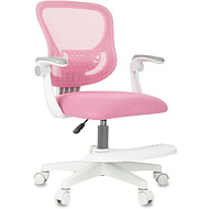 Кресло детское Бюрократ Burokids 3, сетка, ткань, пластик, корпус белый, подставка для ног, розовый