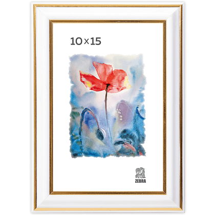 Фоторамка "П3-300 Zebra", 10х15 см, пластик, с ножкой, белый