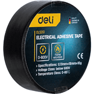 Изолента ПВХ Deli YS EDL5261, 18 мм x 10 м, 130 мкм, черная