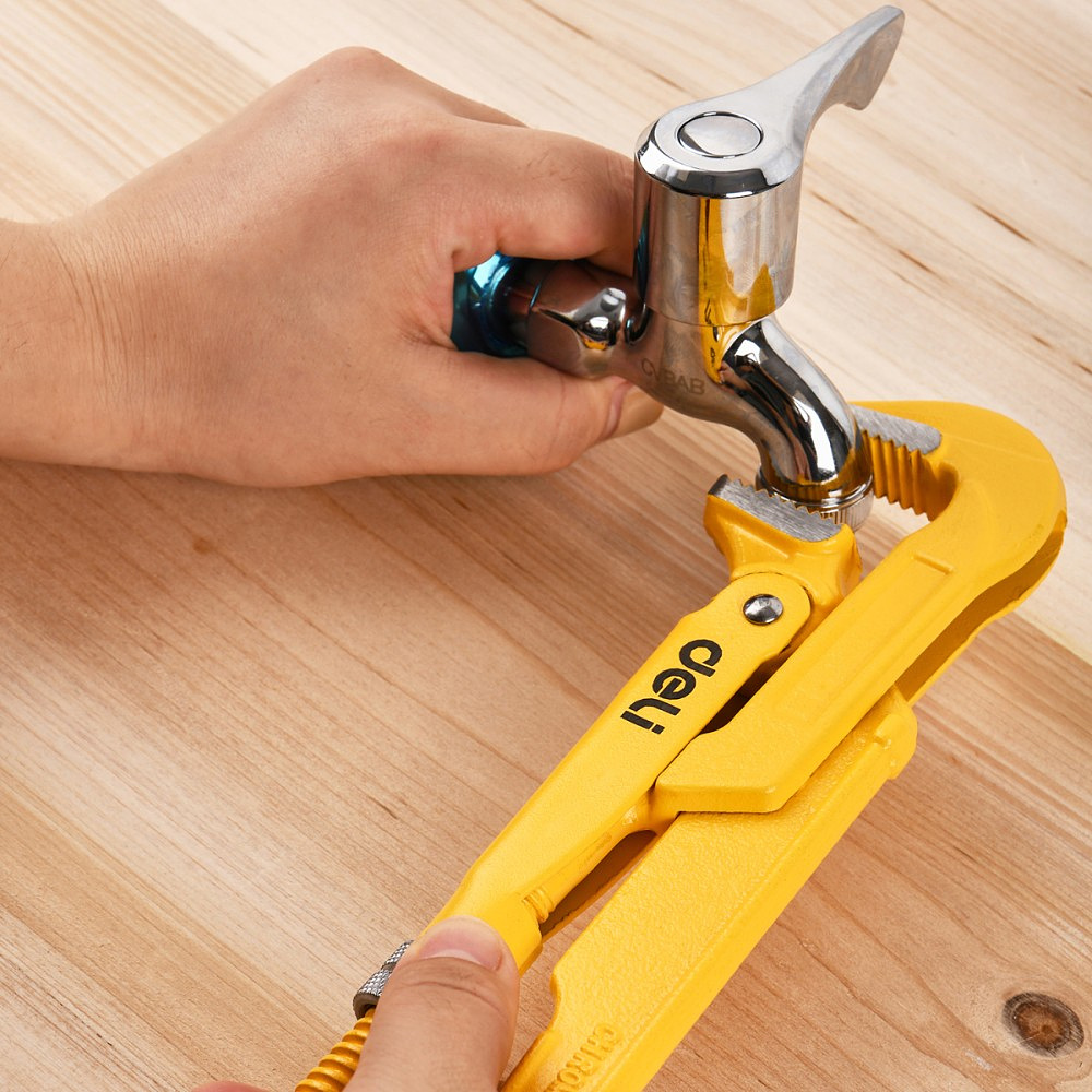 Ключ трубный Deli YS EDL105155 1,5", раскрытие губок, 55 мм, желтый - 6