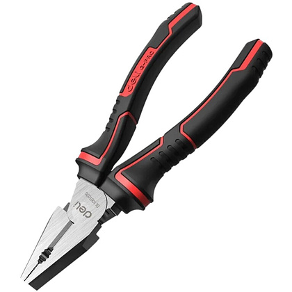 Плоскогубцы "Deli" 200 мм., комбинированные, красный, черный