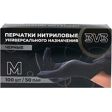 Перчатки нитриловые неопудренные одноразовые BVB, р-р M, 100 шт./уп., черный