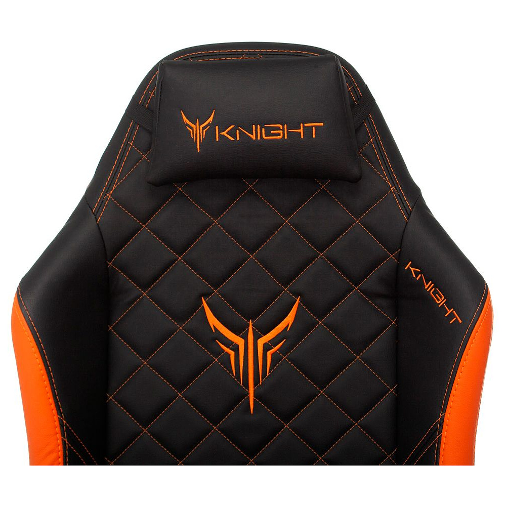 Кресло игровое "Knight Explore", экокожа, металл, черный, оранжевый - 13