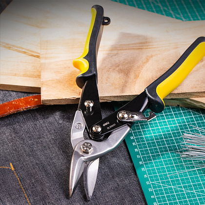 Ножницы по металлу Deli YS EDL20031, 250 мм, левый рез, черный, желтый - 4