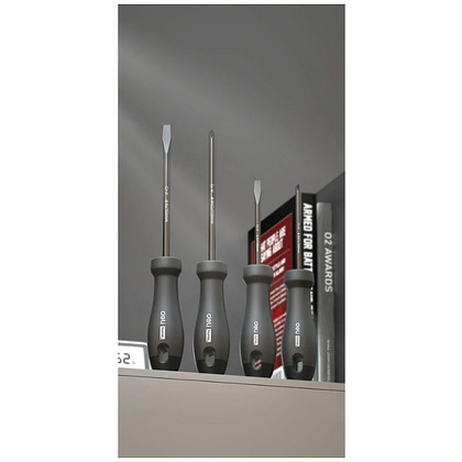 Набор отверток Deli HS HT1004, 4 шт. (PH1х100,PH2х150,SL5х100, SL6х150), Soft Touch, черный - 6