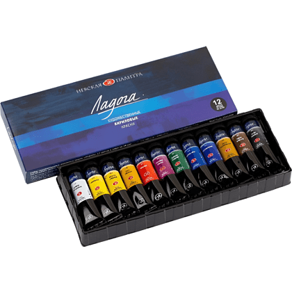 Краски акриловые "Ладога", 12 цветов, 18 мл.