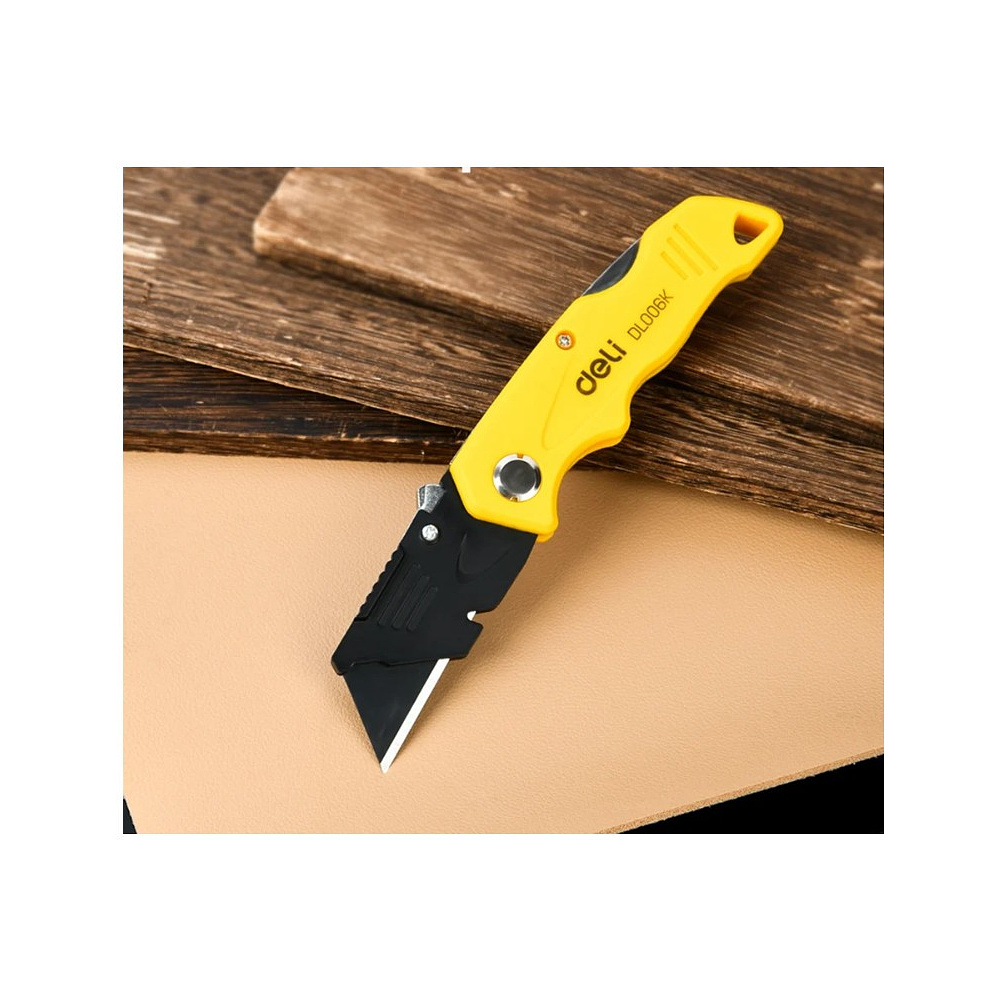 Нож строительный складной Deli YS EDL006K, 19 мм, трапеция - 5
