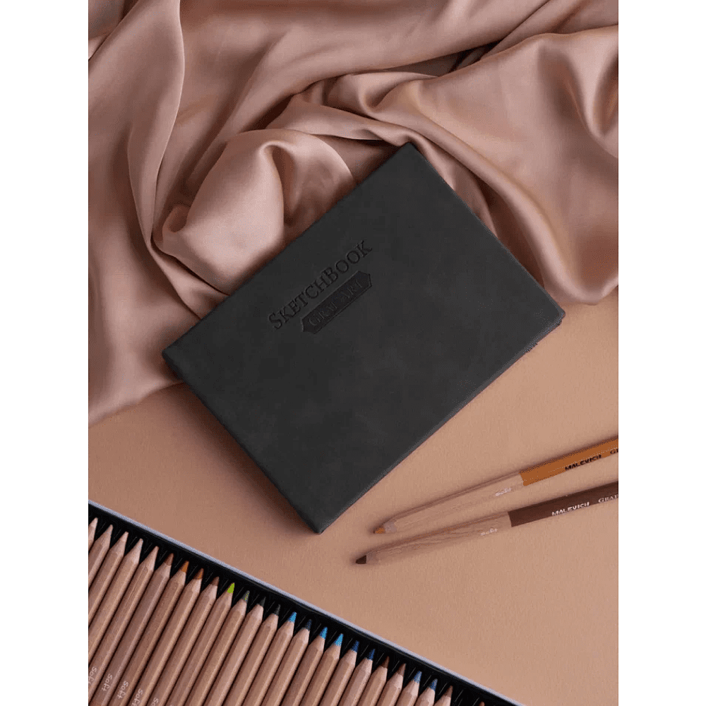 Скетчбук для графики "GrafArt white", 40 листов, А6, 160 г/м2, горизонтальный, серый - 5