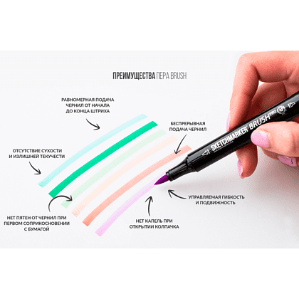 Маркер перманентный двусторонний "Sketchmarker Brush", B54 синий зенит - 8