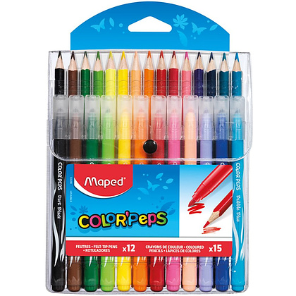 Цветные карандаши + фломастеры Maped "Jungle", 15 цветов