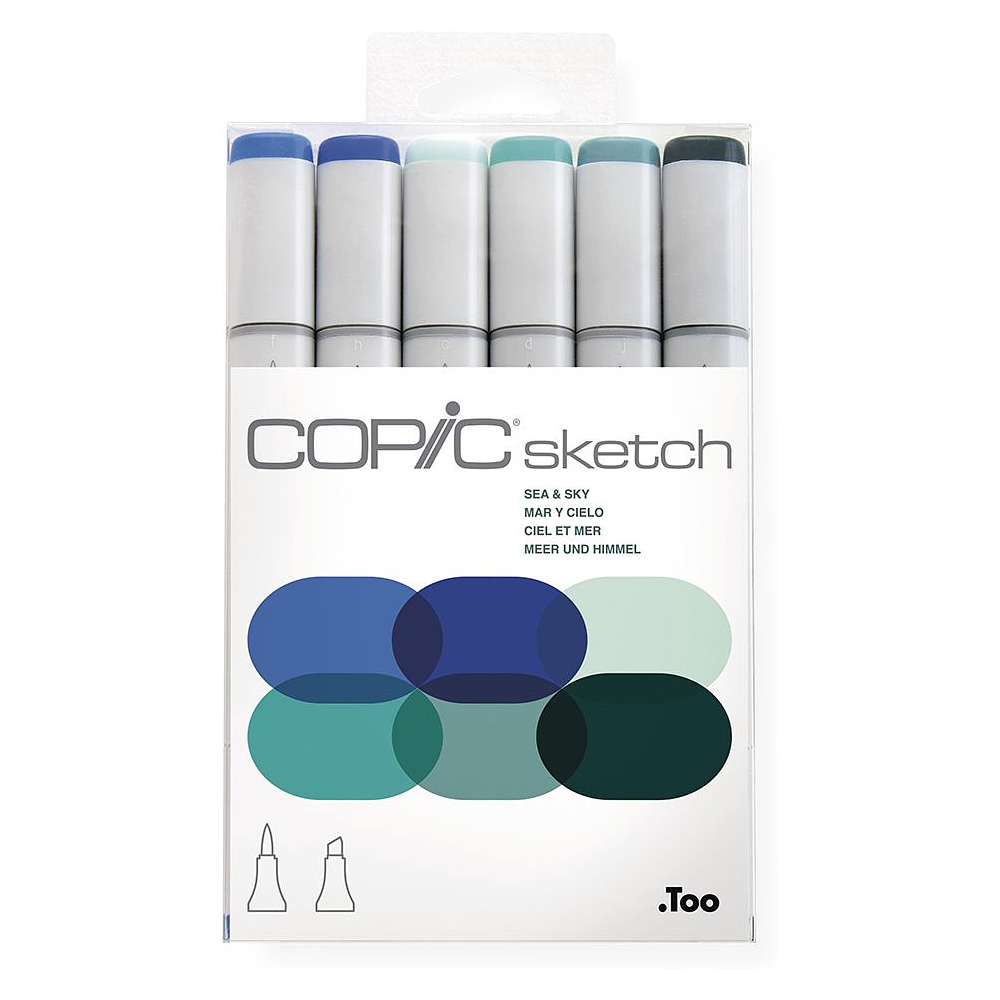 Набор маркеров перманентных "Copic Sketch", 6 цветов, синие оттенки