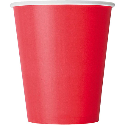 Стакан картонный 250 мл, 1 слой, 50 шт/упак, красный
