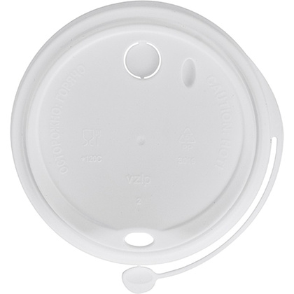 Крышка пластиковая для стаканов d=90 мм, для горячих напитков, 50 шт/упак, флип-топ, белый - 2