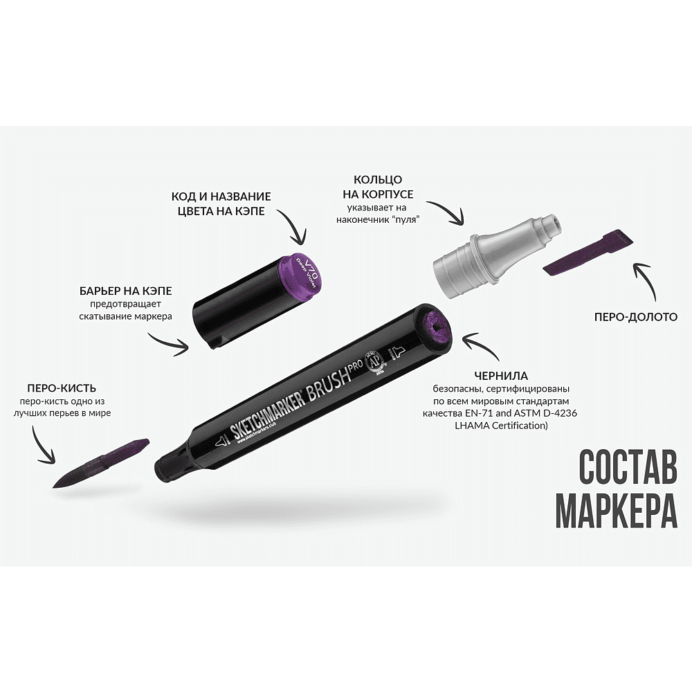 Маркер перманентный двусторонний "Sketchmarker Brush", R81 кирпич - 7