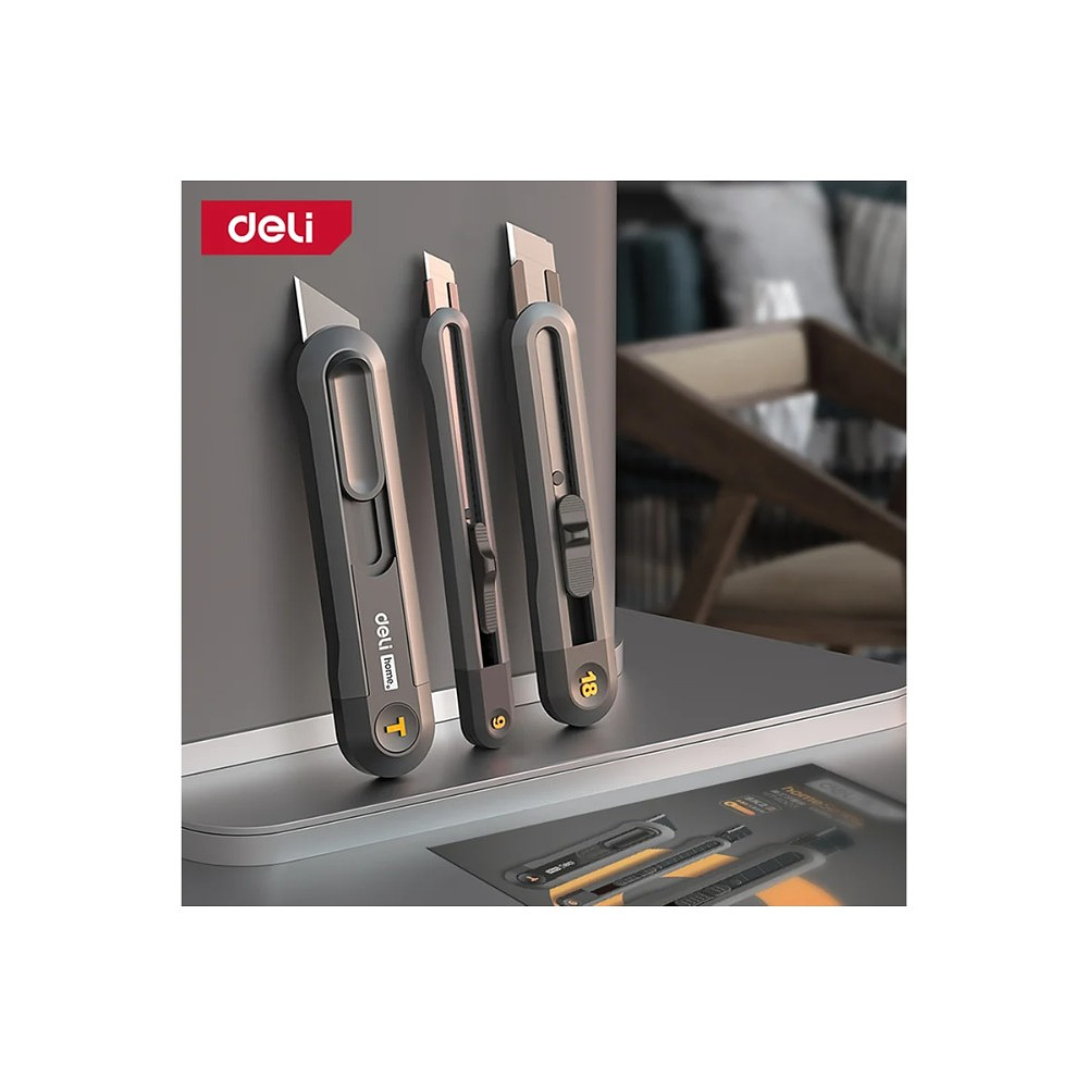 Набор ножей строительных Deli HS EHT4003, 3 шт (ножи 9мм/18мм/трапеция), Soft Touch, черный - 33