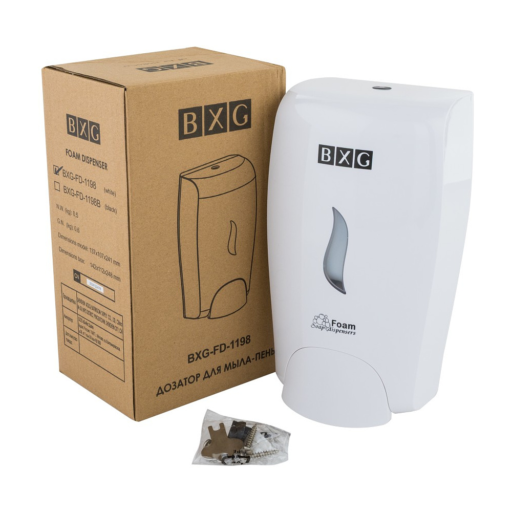 Диспенсер BXG-FD-1058, для мыла-пены 1 л, пластик, белый - 6