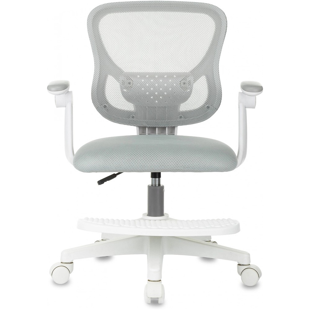 Кресло детское Бюрократ Burokids 3, сетка, ткань, пластик, корпус белый, подставка для ног, серый - 2