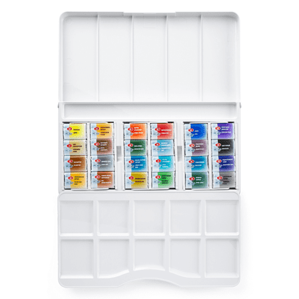 Краски акварельные "Белые ночи Путешествия", набор 24 цвета, кюветы