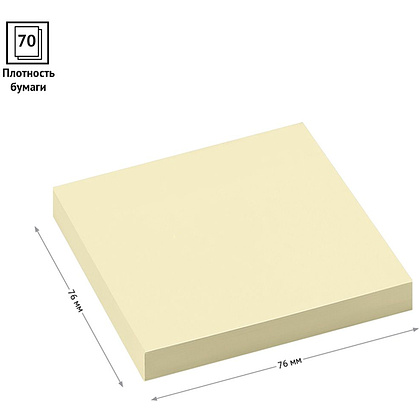Бумага для заметок на клейкой основе "OfficeSpace", 76x76 мм, 100 листов, желтый - 3