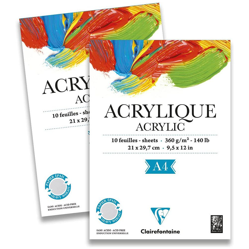 Блок-склейка бумаги для акрила "Acrylic", А4, 360 г/м2, 10 листов
