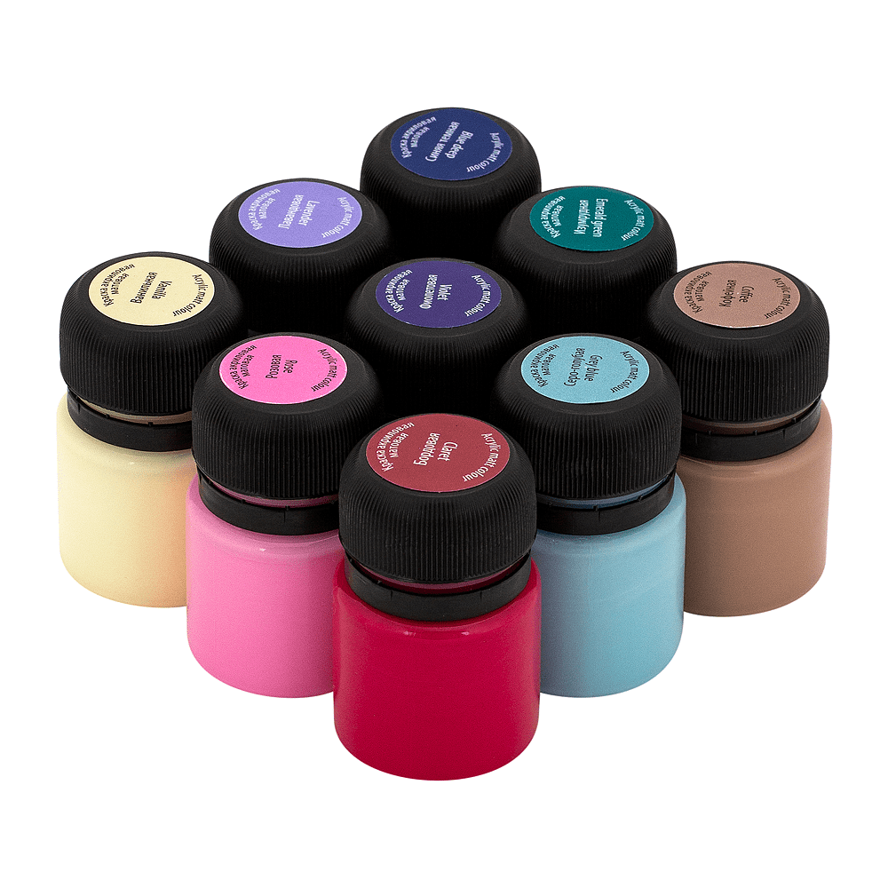 Краска акриловая матовая "Декола ривьера", набор 9 цветов, 20 мл, банки - 8