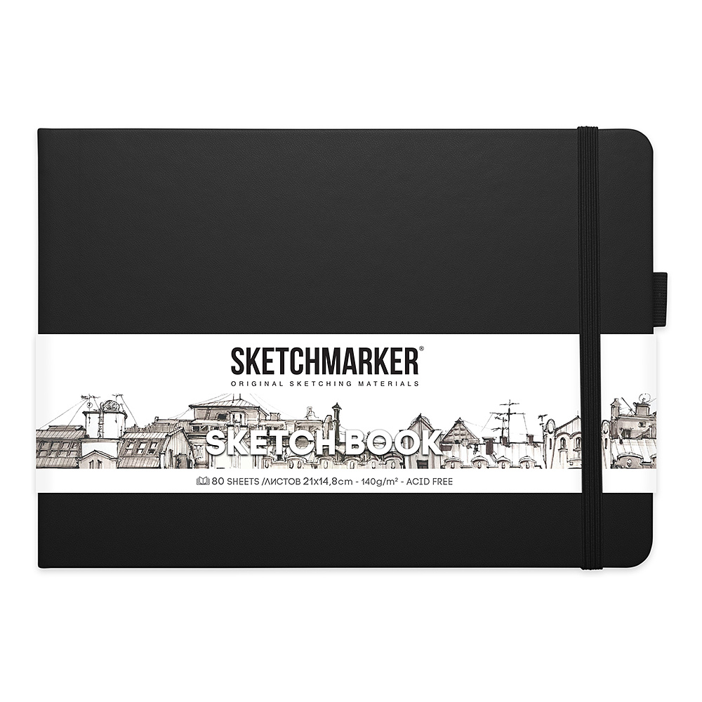 Скетчбук "Sketchmarker", 21x14.8 см, 140 г/м2, 80 листов, черный пейзаж