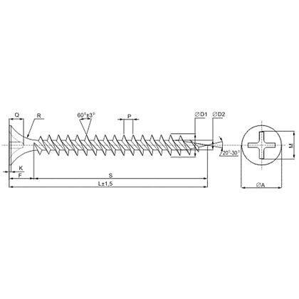 Саморез 3.5х41 мм для монтажа ГКЛ к металлу, фосфат, 1000 шт. - 2