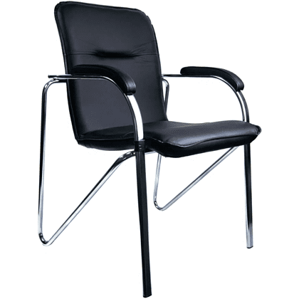 Кресло для посетителей PMK "Samba Pegasso Black", мягкие подлокотники, экокожа