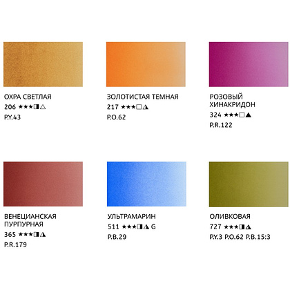 Краски акварельные "Белые ночи полночь классика", набор 6 цветов, тубы - 7