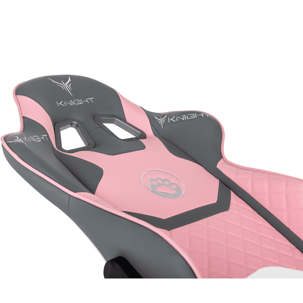 Кресло игровое Бюрократ Knight "Catzy", экокожа, пластик, серый, розовый - 13