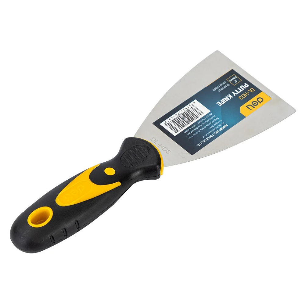 Шпатель нержавеющий Deli YS EDL-HD3, 75 мм, ручка 2K, черный, желтый - 2