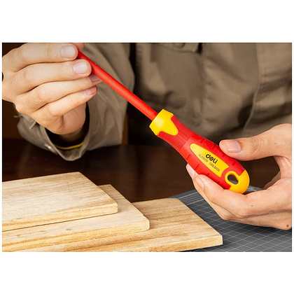 Отвертка диэлектрическая Deli YS EDL5151251, SL5,5х125 мм, желтый, красный - 2