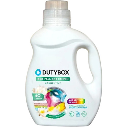 Средство для стирки Dutybox Жасмин и белый лотос, 1 л, экологичное, для цветного белья, гель-концентрат
