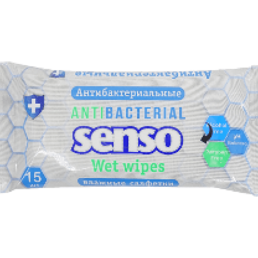 Салфетки влажные антибактериальные Senso, 15 шт/упак