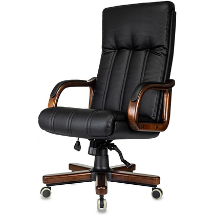 Кресло для руководителя Бюрократ T-9932WALNUT, экокожа, черный, металл, дерево - 3