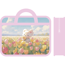 Папка для тетрадей "Мишка в цветах", А4, с ручками, молния, пластик, розовый