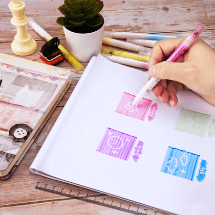 Маркер текстовый двусторонний "Erasable", голубой - 4