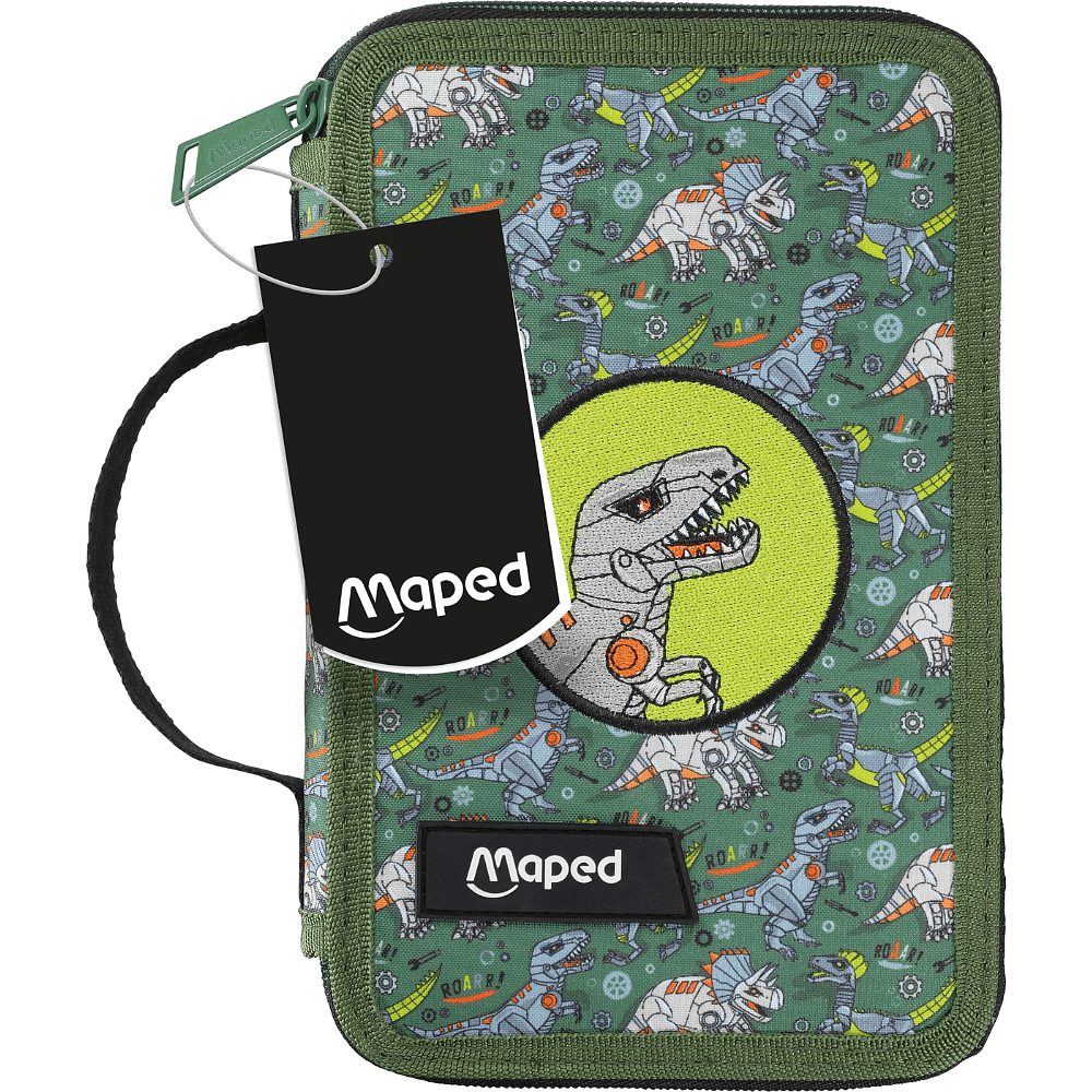 Пенал "Dinosaur", 2 отделения, с наполнением, зеленый - 2